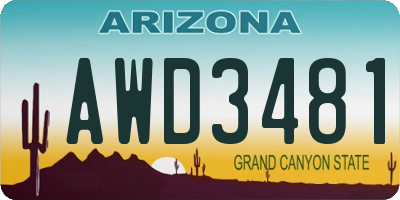 AZ license plate AWD3481