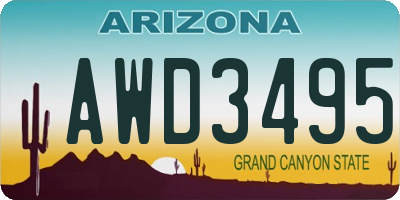 AZ license plate AWD3495