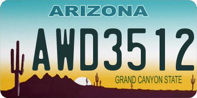 AZ license plate AWD3512