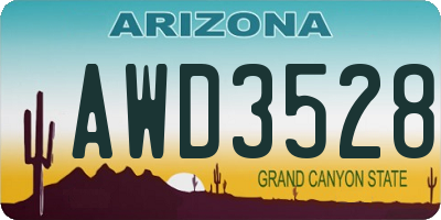 AZ license plate AWD3528