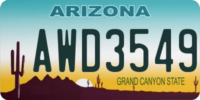 AZ license plate AWD3549