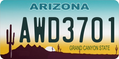 AZ license plate AWD3701