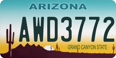 AZ license plate AWD3772