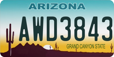 AZ license plate AWD3843