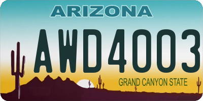 AZ license plate AWD4003