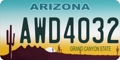 AZ license plate AWD4032