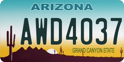 AZ license plate AWD4037