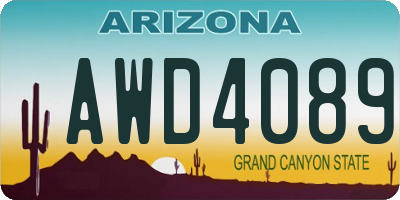 AZ license plate AWD4089