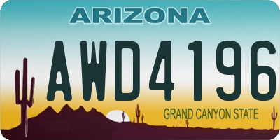 AZ license plate AWD4196