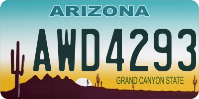 AZ license plate AWD4293