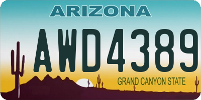 AZ license plate AWD4389