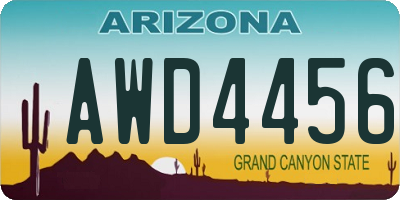 AZ license plate AWD4456
