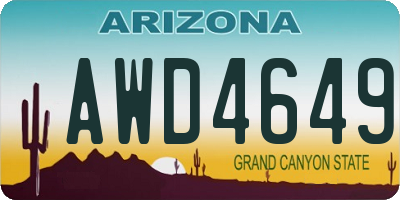 AZ license plate AWD4649