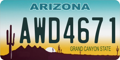 AZ license plate AWD4671