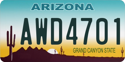 AZ license plate AWD4701