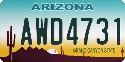 AZ license plate AWD4731