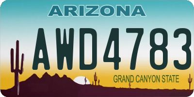 AZ license plate AWD4783