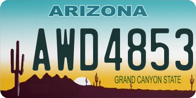 AZ license plate AWD4853
