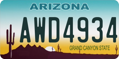AZ license plate AWD4934