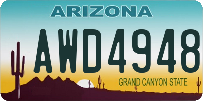 AZ license plate AWD4948