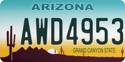 AZ license plate AWD4953
