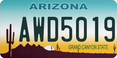 AZ license plate AWD5019