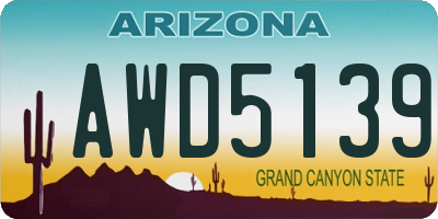 AZ license plate AWD5139