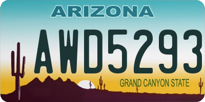 AZ license plate AWD5293