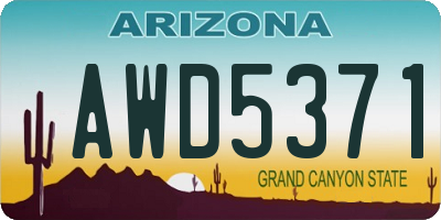 AZ license plate AWD5371