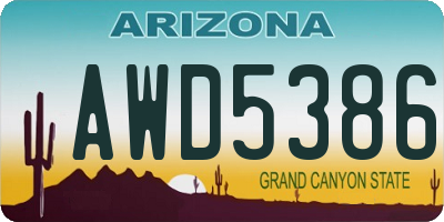 AZ license plate AWD5386