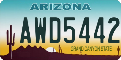 AZ license plate AWD5442