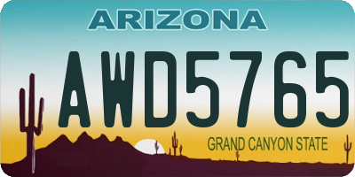 AZ license plate AWD5765