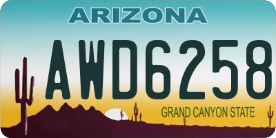 AZ license plate AWD6258