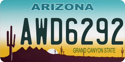 AZ license plate AWD6292