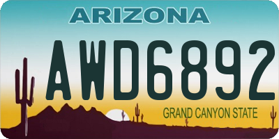 AZ license plate AWD6892