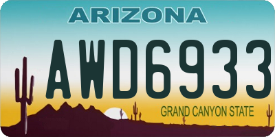 AZ license plate AWD6933