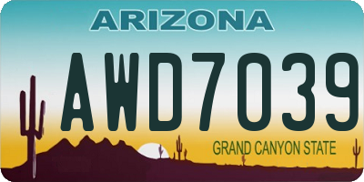 AZ license plate AWD7039