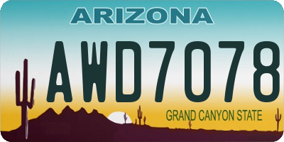 AZ license plate AWD7078