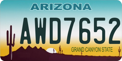 AZ license plate AWD7652
