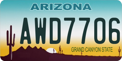 AZ license plate AWD7706
