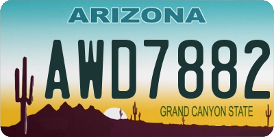 AZ license plate AWD7882