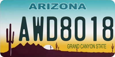 AZ license plate AWD8018