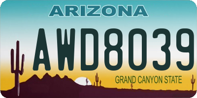 AZ license plate AWD8039
