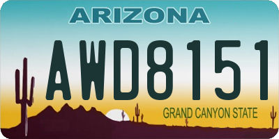 AZ license plate AWD8151