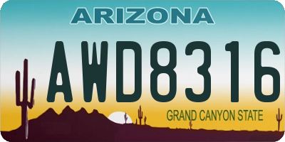 AZ license plate AWD8316