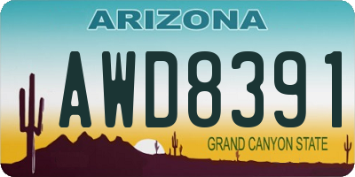 AZ license plate AWD8391