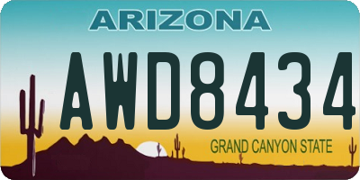 AZ license plate AWD8434