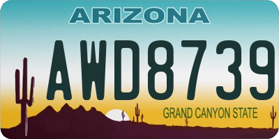 AZ license plate AWD8739