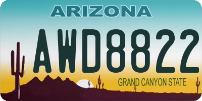 AZ license plate AWD8822