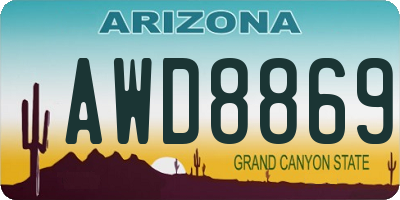 AZ license plate AWD8869